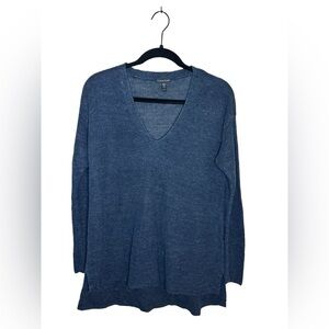 Eileen Fisher Organic Linen V-Neck Sweater Size XS Blue